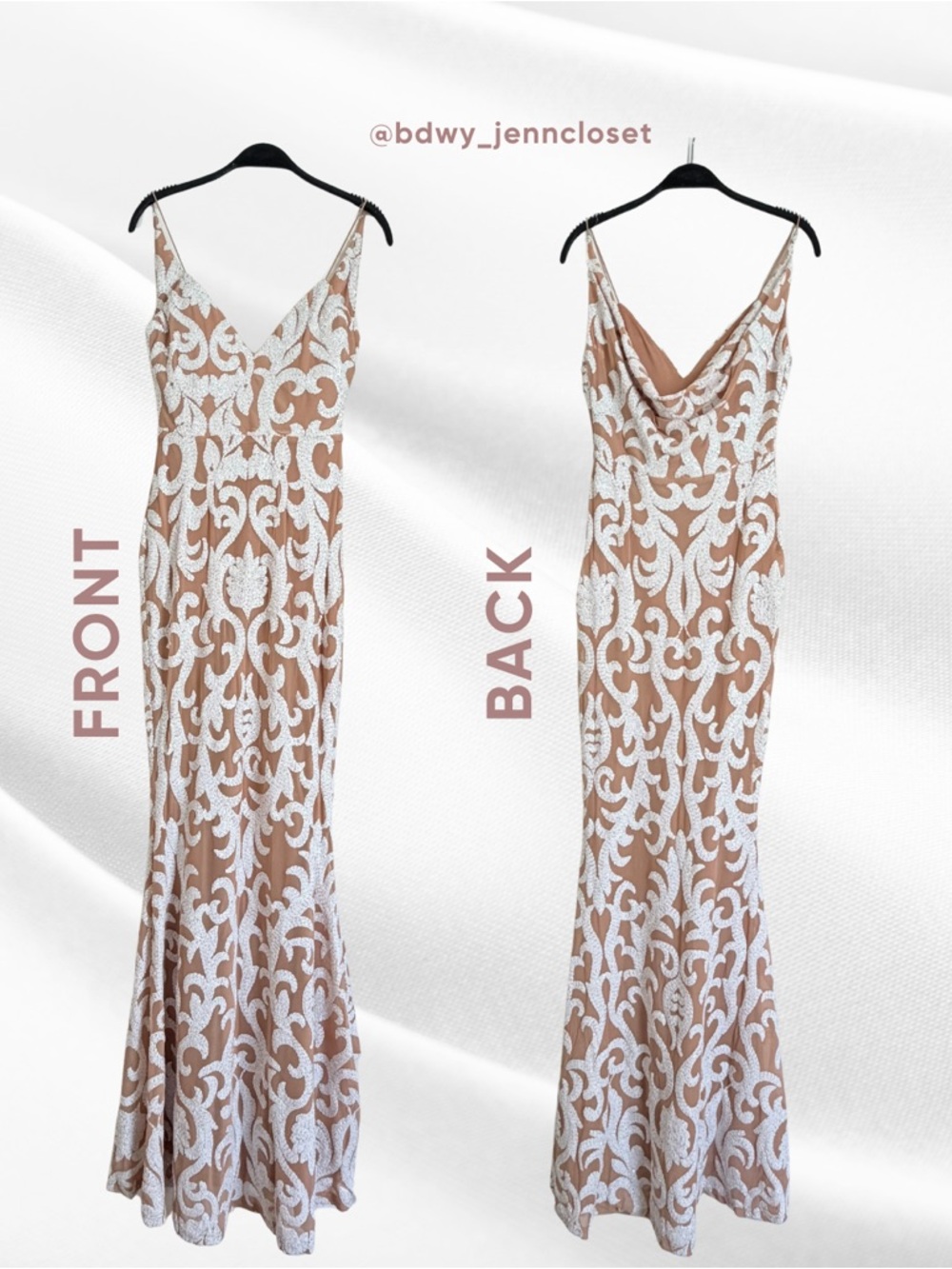 Windsor Elegant Nude & White Cowl Neck Slip Dress